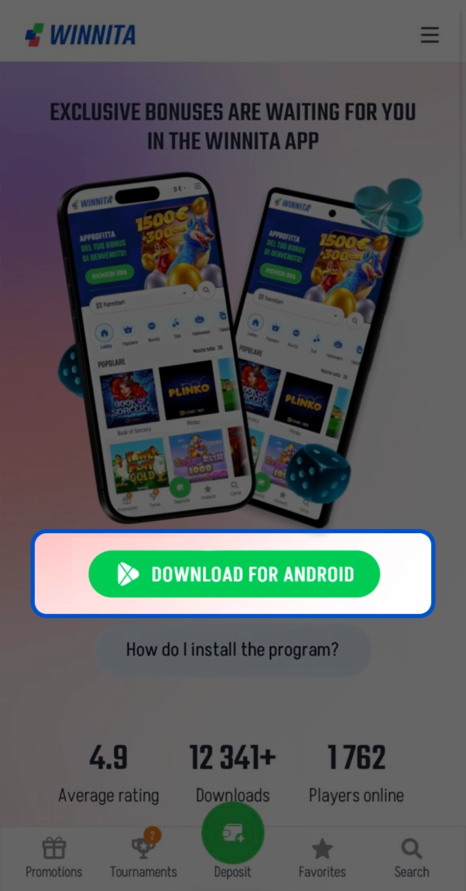 Securely download the Winnita APK file to your phone.