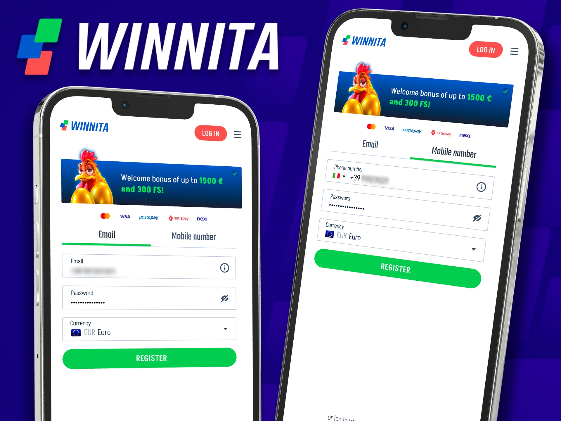 Register a new Winnita account directly via the app.