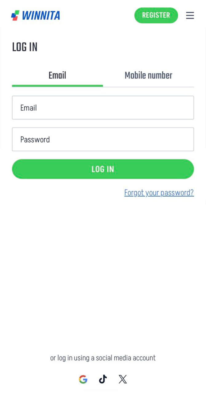 Access the secure login page within the Winwin app.