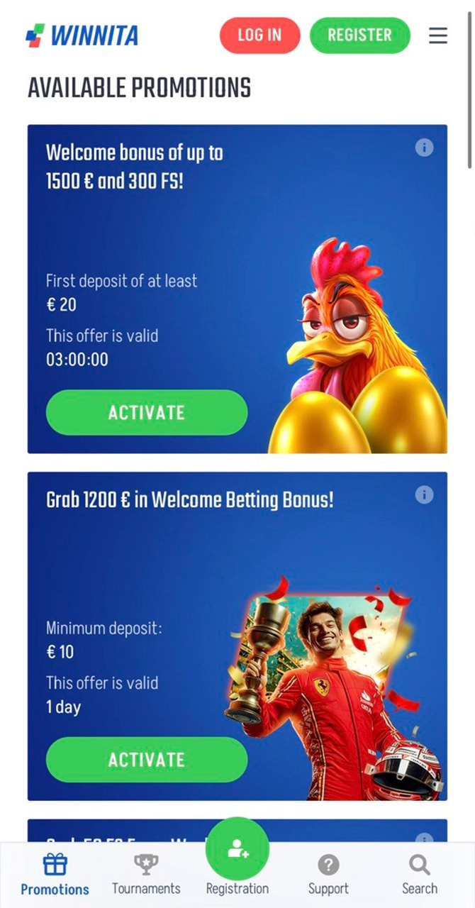 View all active promotions on the Winwin app bonus page.