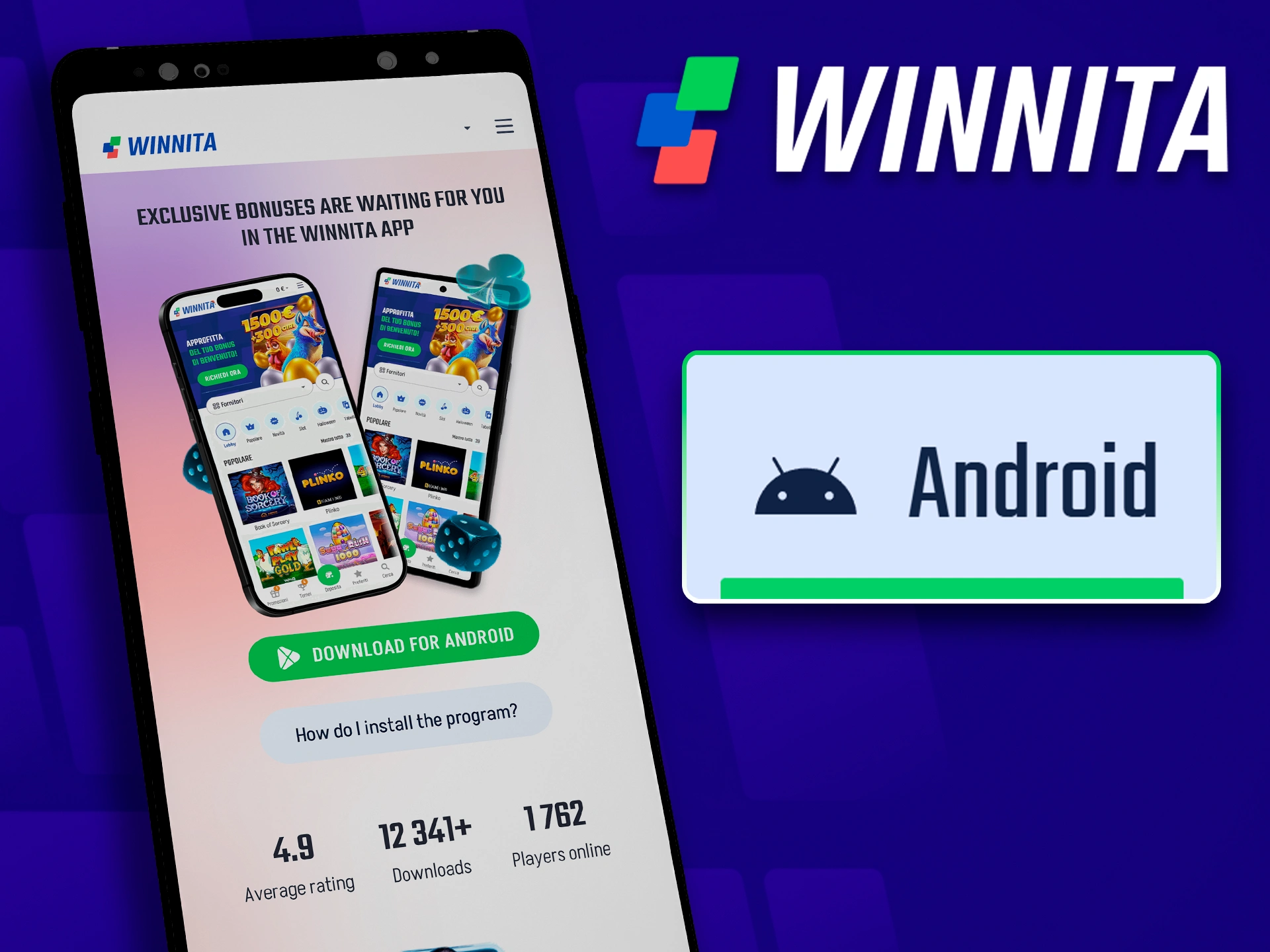 Download and install the Winnita mobile app for Android devices.