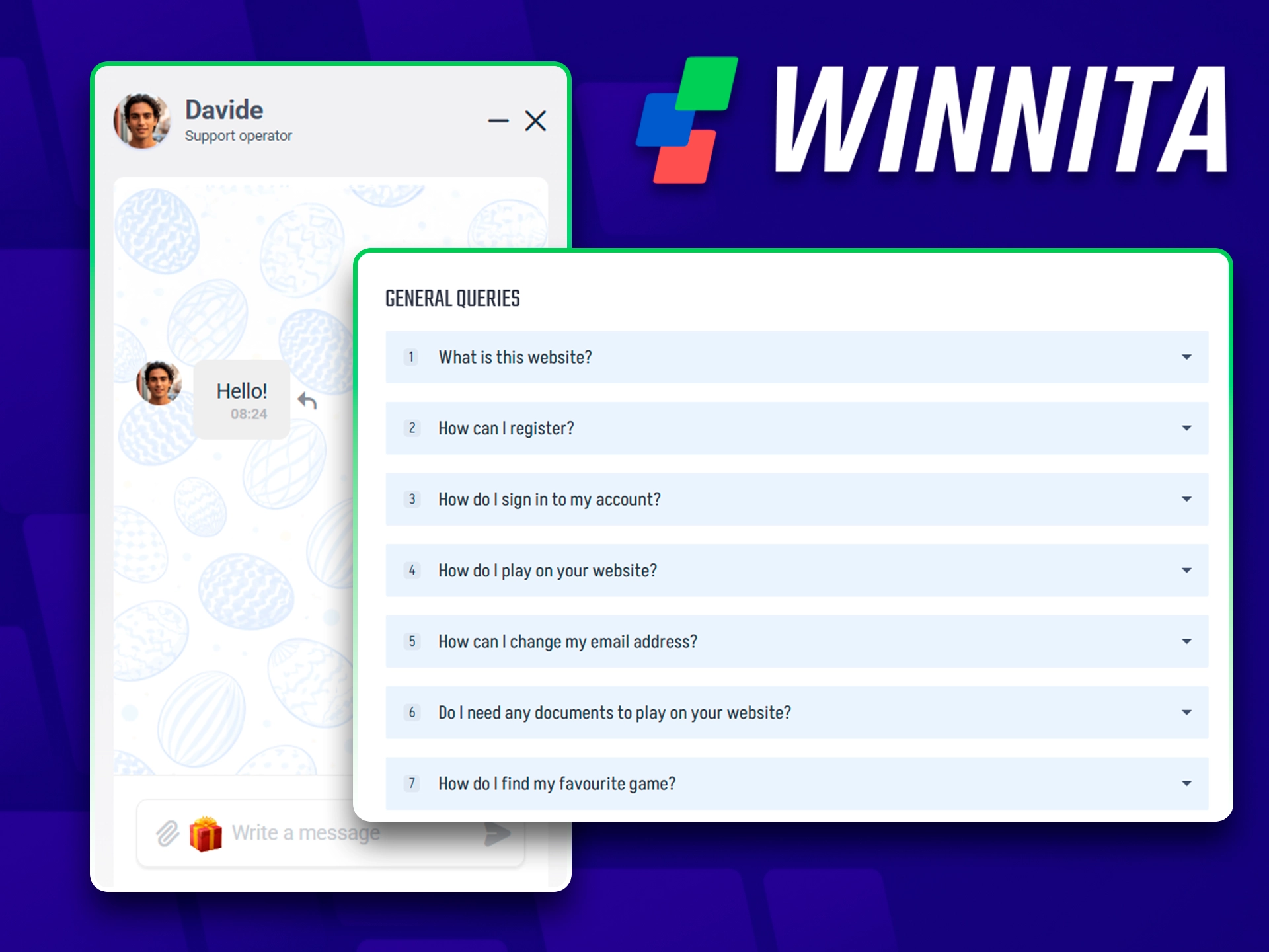 Professional 24/7 customer support services at Winnita Italy.