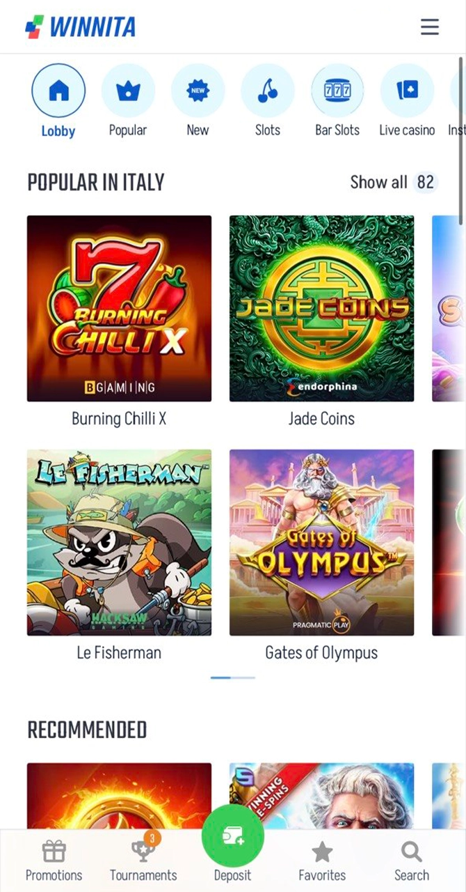 Wager the bonus according to official Winnita rules.