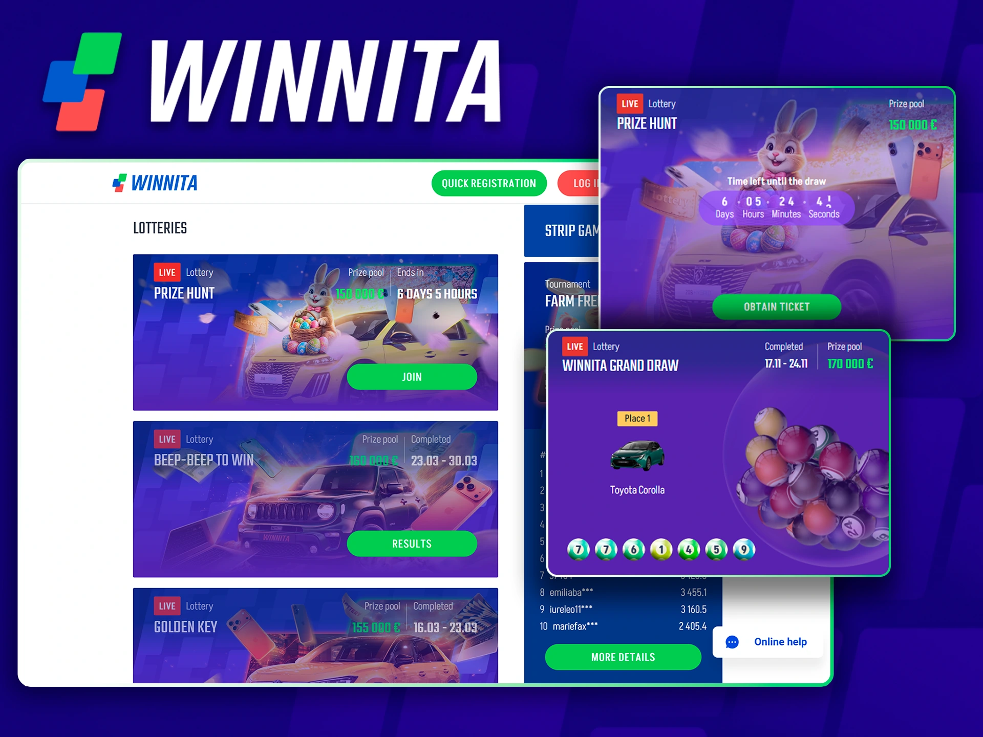 Participate in the rewarding lottery draws on Winnita Italy.