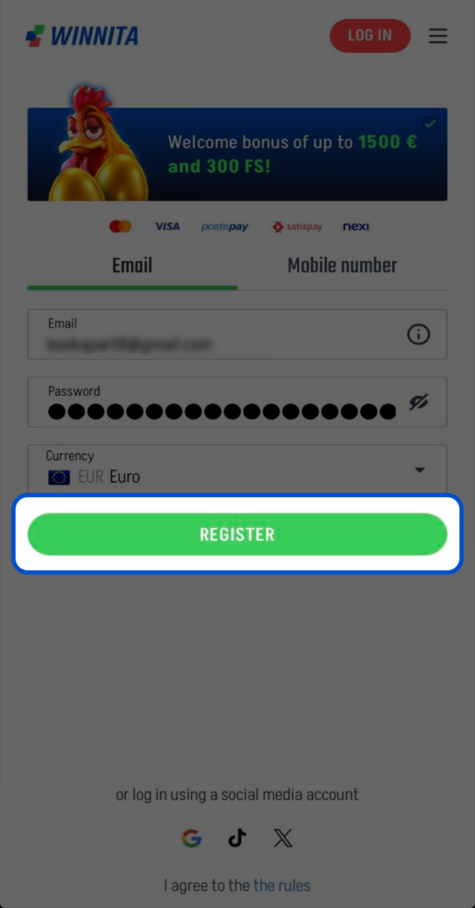 Complete the Winnita sign up process on mobile quickly.