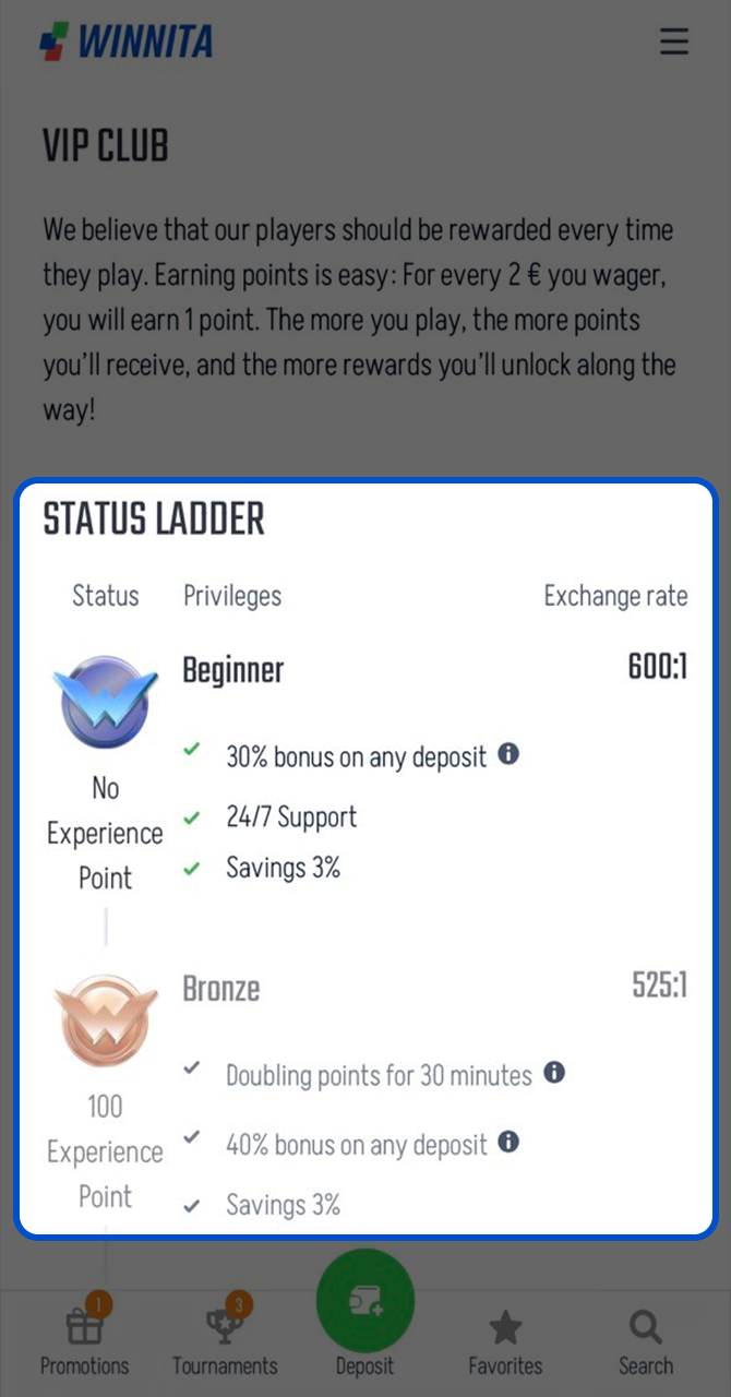 Start playing your favorite games to earn Winnita points.